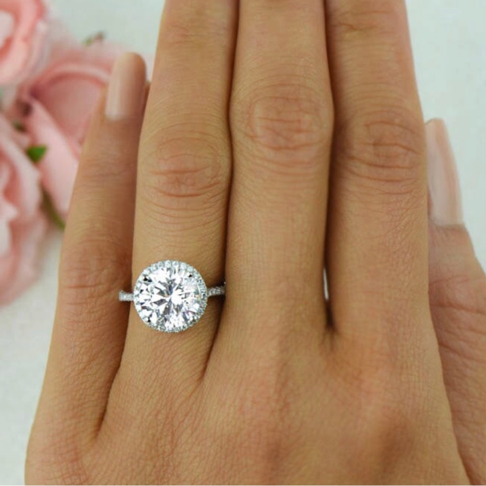 4.25 Round Halo Half Eternity Ring, Man Made Diamond Simulants,Sterling Silver